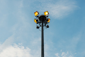 Sport lights post in public garden