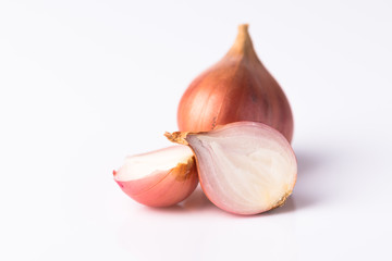 Red thai onion on white background