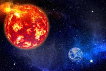 Earth and the Sun - Elements of this Image Furnished By NASA