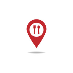 Map pointer with restaurant icon. Vector illustration