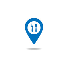 Map pointer with restaurant icon. Vector illustration
