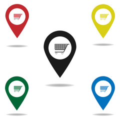 Map pointer with shopping icon