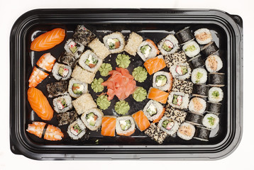 Delicious sushi isolated on white background.