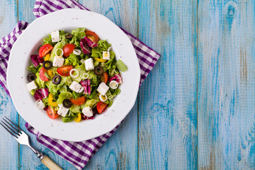 Fresh Greek salad on a plate