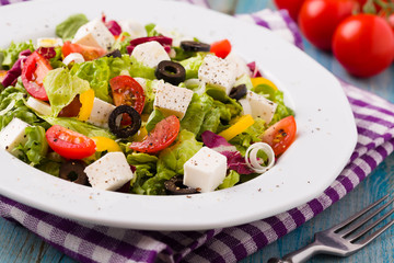 Fresh Greek salad on a plate