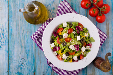 Fresh Greek salad on a plate