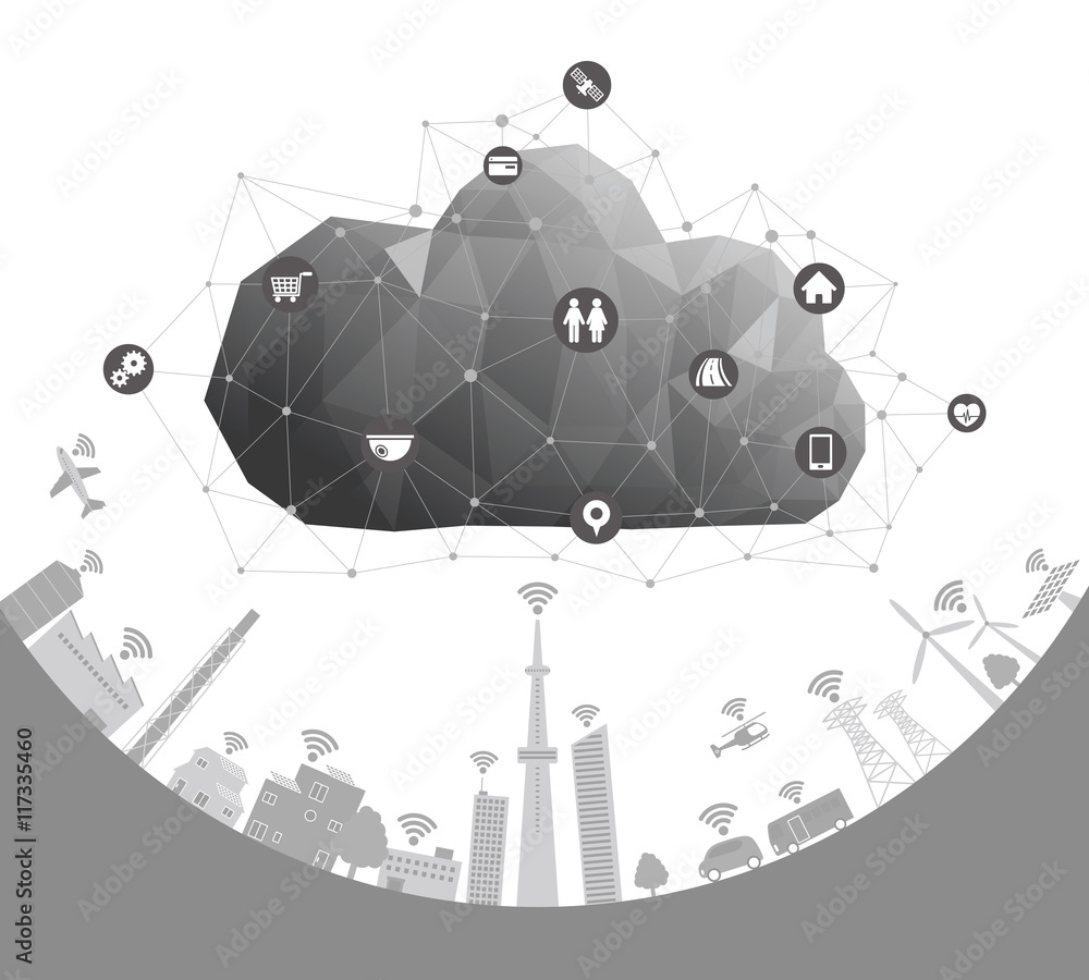 Poster CPS(Cyber Physical System) conceptual abstract image visual, Cloud Computing, Internet of Things