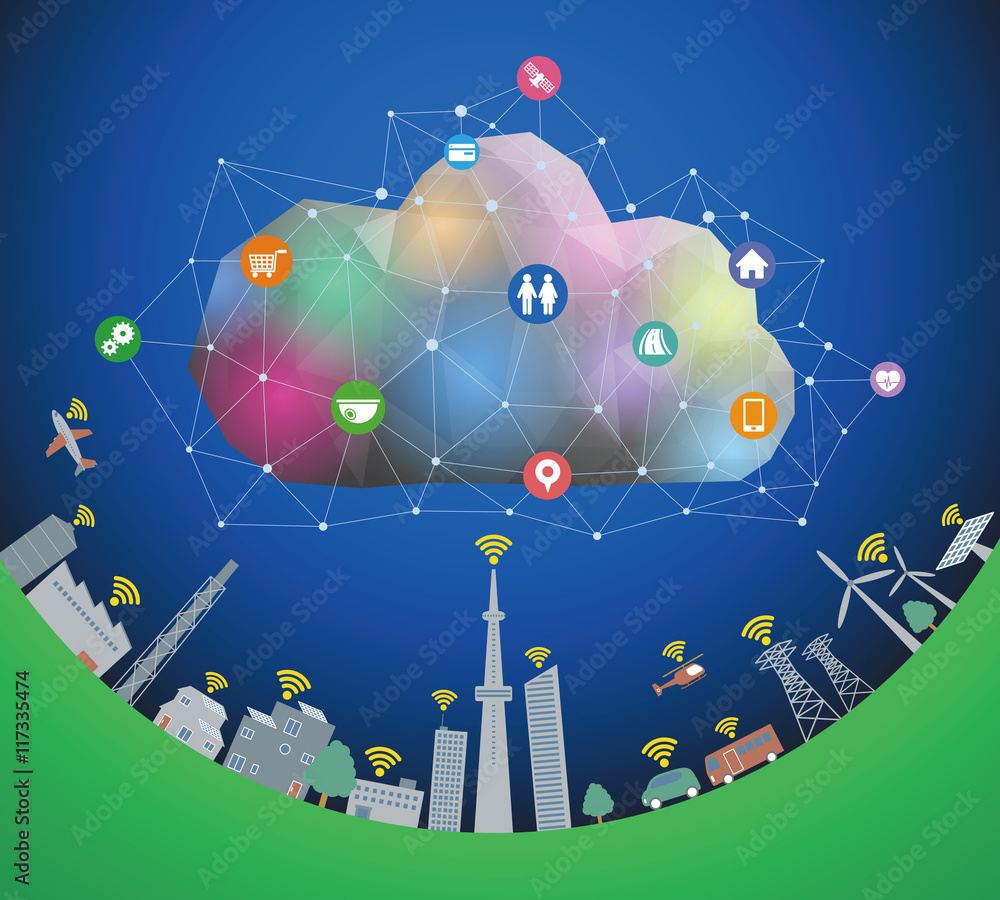 Poster CPS(Cyber Physical System) conceptual abstract image visual, Cloud Computing, Internet of Things