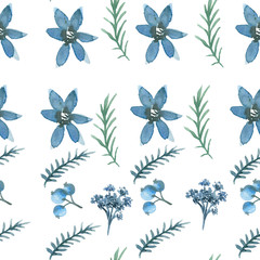 Flowers pattern. The background of hand painted watercolor. Seamless