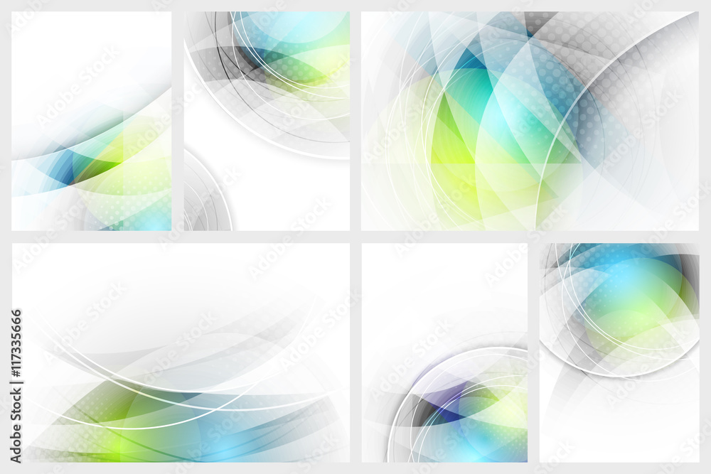 Poster set of abstract glowing background with space for your content.