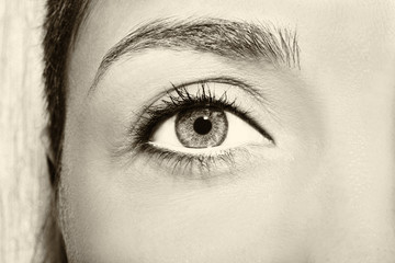 Beautiful insightful look vintage woman's eye.