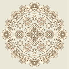 Round hand drawn boho mandala. Vector illustration