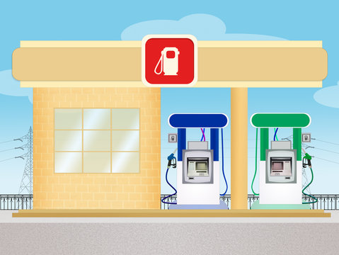 illustration of a petrol station