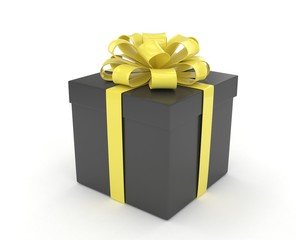 gift box with bows isolated on white. 3d rendering.