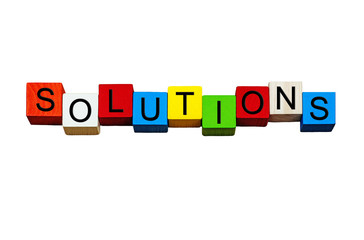Solutions sign for business, mentoring, coaching - isolated.
