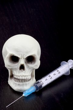 syringe and skull