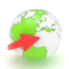 Fototapeta premium Arrow and Earth globe. 3d render