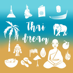 Thailand icons set in simple style. Thailand elements set collection vector illustration