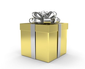 gift box with bows isolated on white. 3d rendering.