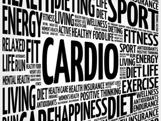 CARDIO word cloud collage, health concept background