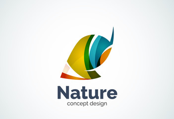 Abstract business company leaf logo template, green concept