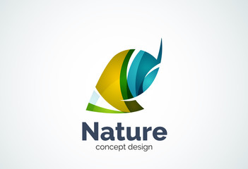 Abstract business company leaf logo template, green concept