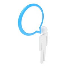 3d man with talk bubbles isolated over a white background. 3d rendering.