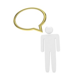 3d man with talk bubbles isolated over a white background. 3d rendering.