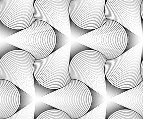 Vector geometric seamless patterns set, black and white texture.