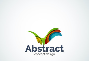 Abstract wave logo template, smooth motion concept