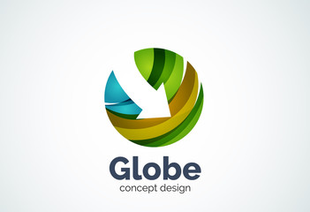 Globe with arrow logo template