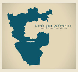 Modern Map - North East Derbyshire district UK