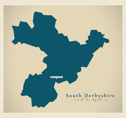 Modern Map - South Derbyshire district UK