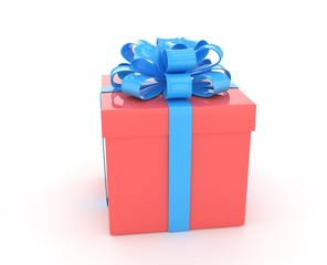 gift box with bows isolated on white. 3d rendering.