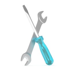 3D Illustration Wrench and screwdriver, service concept