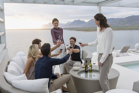 Friends raising toast