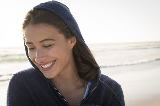 Fototapeta Close-up of a young beautiful woman smiling
