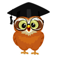 Vector Illustration of an Owl wearing Graduation Cap
