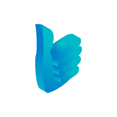 Thumbs up icon in isometric 3d style isolated on white background