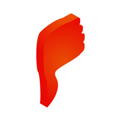 Thumbs down or dislike icon in isometric 3d style isolated on white background