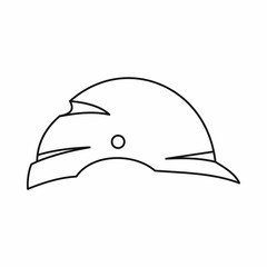 Construction helmet icon in outline style isolated on white background. Head protection symbol