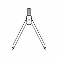 Drawing compass icon in outline style isolated on white background. Tool symbol