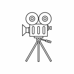 Camcorder icon in outline style isolated on white background. Shooting video symbol