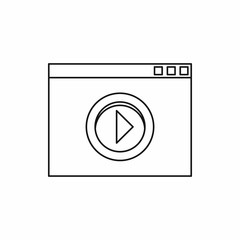 Video player icon in outline style isolated on white background. Program symbol