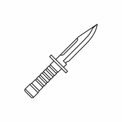 Military knife icon in outline style isolated on white background. Weapons symbol