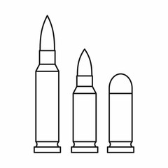 Bullets icon in outline style isolated on white background. Military symbol