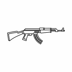 Rifle icon in outline style isolated on white background. Weapons symbol