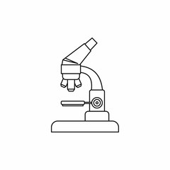 Microscope icon in outline style isolated on white background. Scientific research symbol