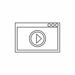 Program for display video icon in outline style isolated on white background. Viewing symbol