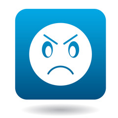 Angry emoticon icon in simple style on a white background